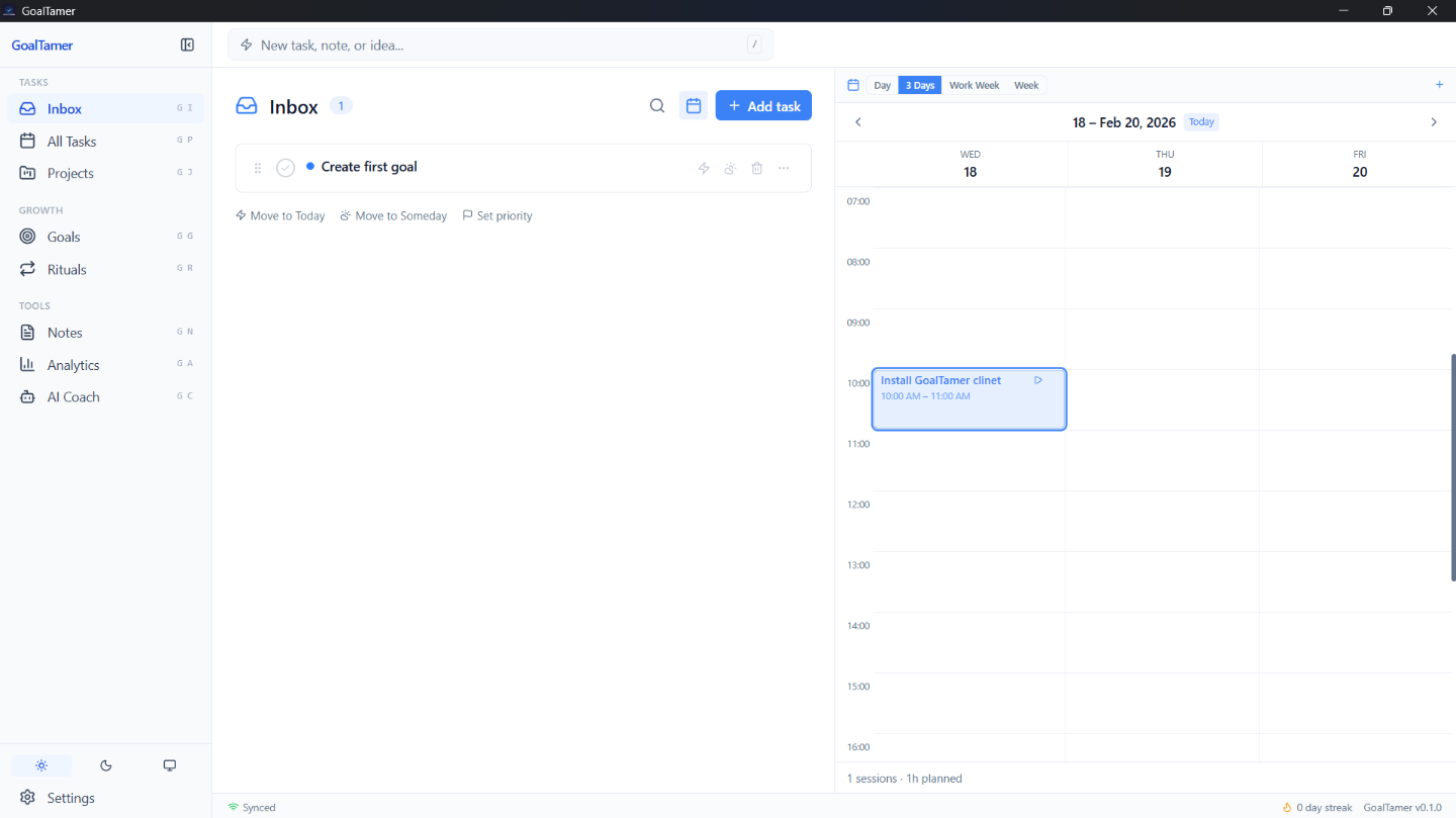 GoalTamer — screenshot